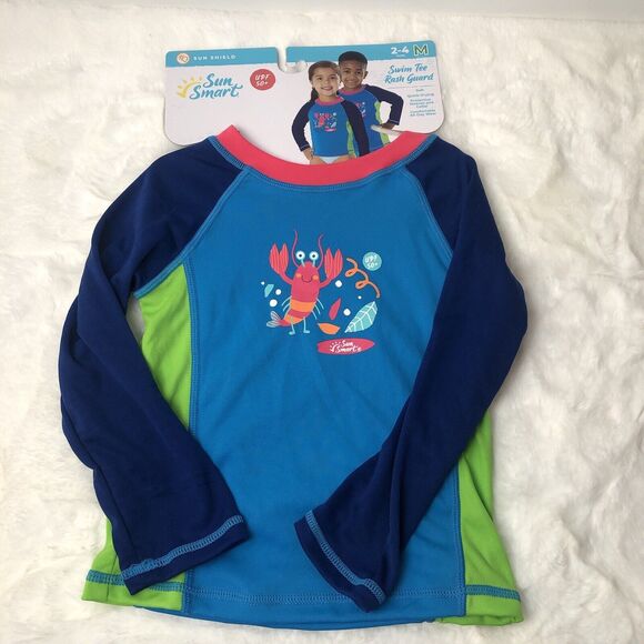 Toddler Rash Guard Medium 4-5 Years Swim Tee Sun Smart UPF 50 Quick Dry - Picture 2 of 4